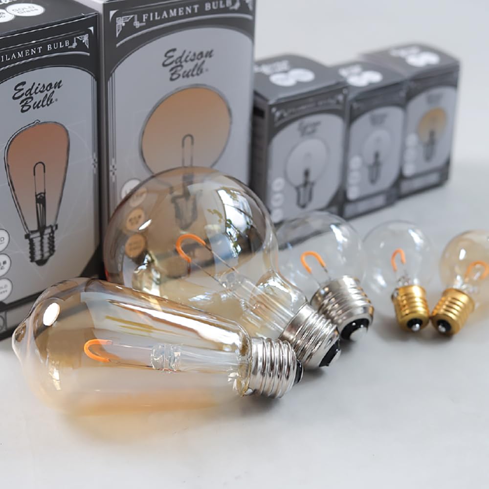 E26 Edison Bulb LED Light Bulb, Single Filament (Mini GLOBE Clear), 10W Equivalent, 2400K, Dimmable, Retro Style, Stylish, Indirect Lighting, Dim,
