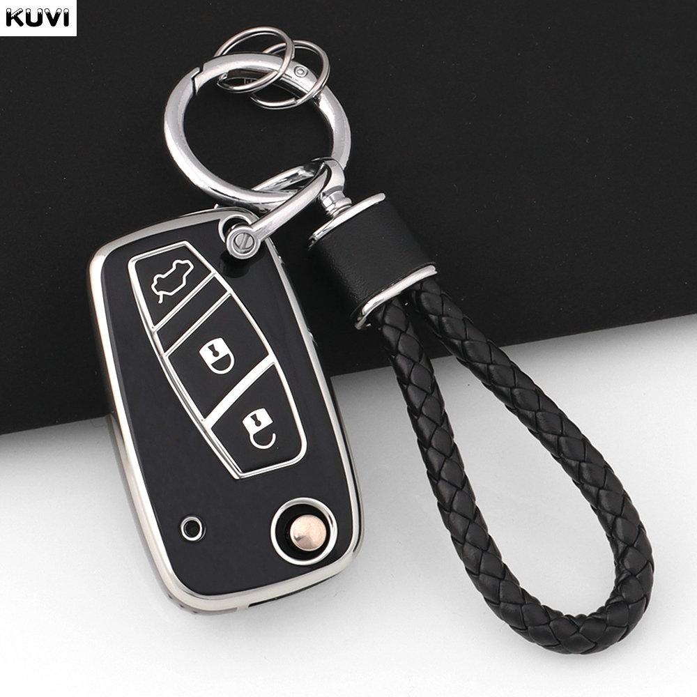 Fashion Tpu Car Flip Key Case Cover For Fiat 500 Panda Stilo Ducato Punto Doblo Bravo 3 Buttons Protected Holder Bag Accessories