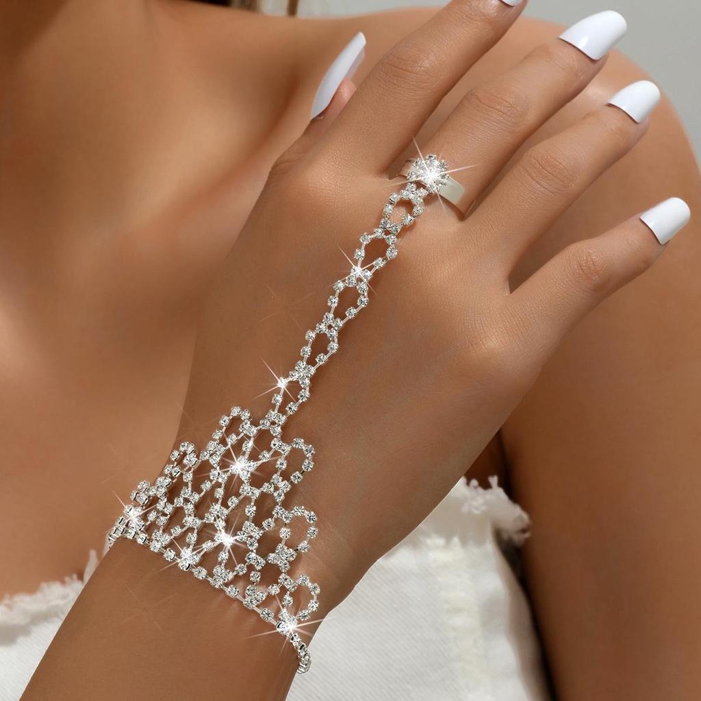 Trendige Strass-Fingerlose Handkette mit europäischem und amerikanischem Flair