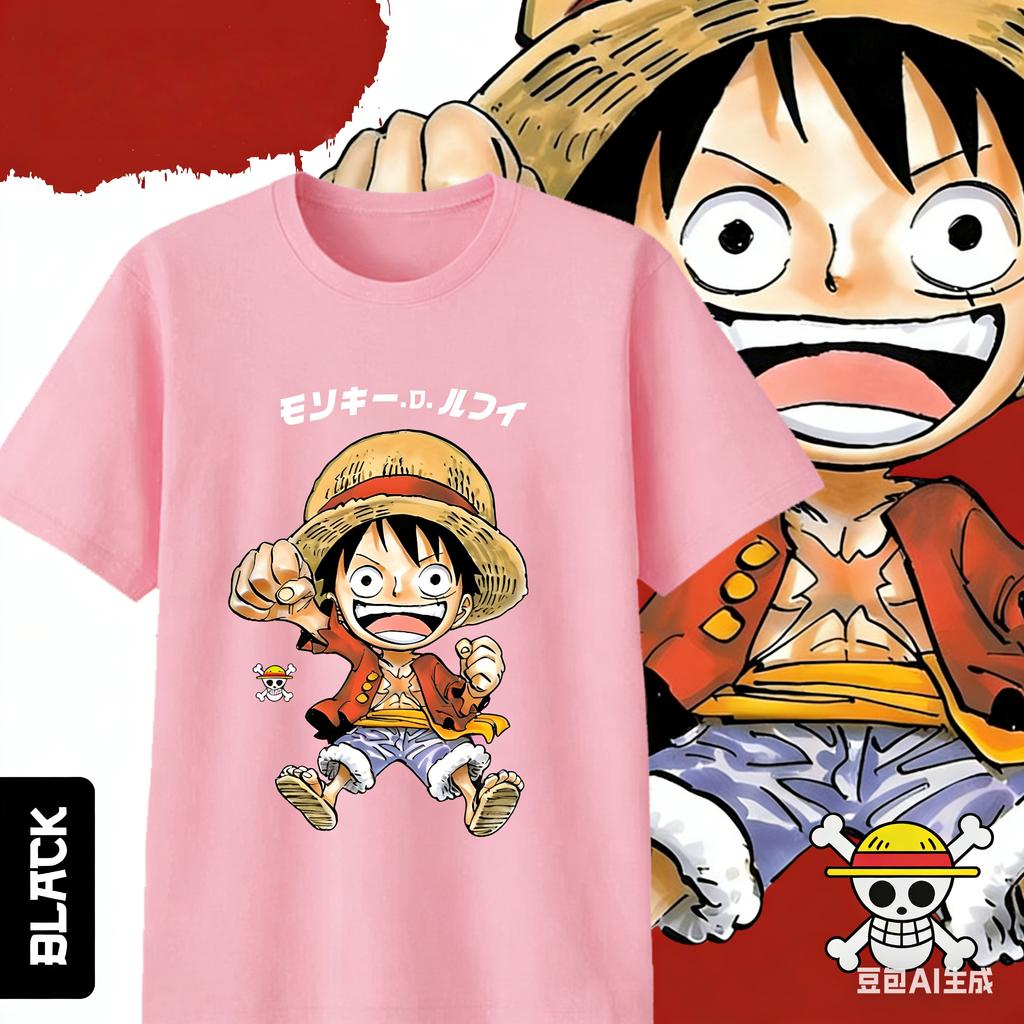 2026 Summer Anime One Piece Monkey D Luffy Printed Cotton Tshirt KidsUnisexsWomens Clothing Fashion Casual Street Tshirt Y2k