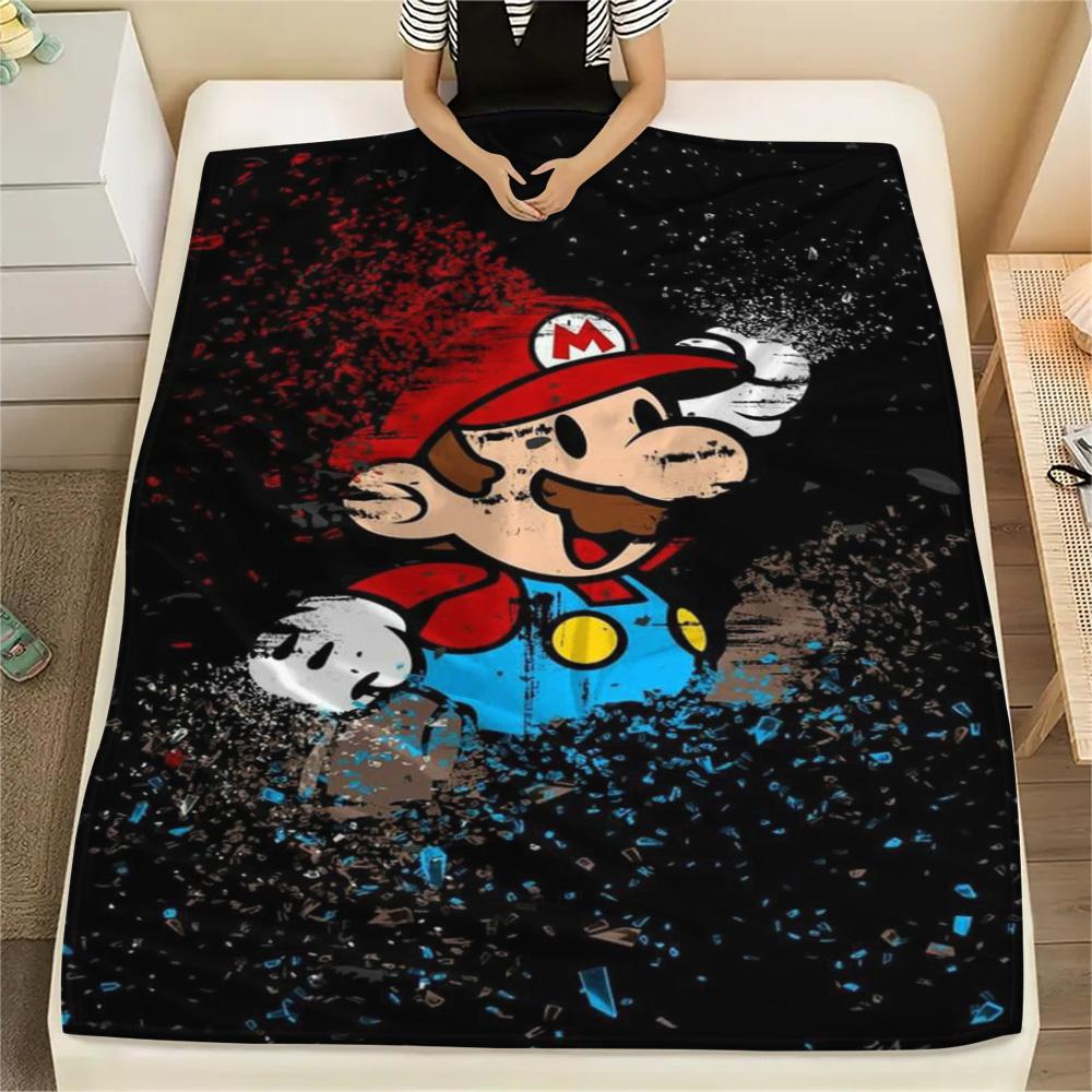 Mario Short Trip Essential Flannel Blanket, Warm Printed Cover for Bedroom Use and Outdoor Picnic Meeting.-TING
