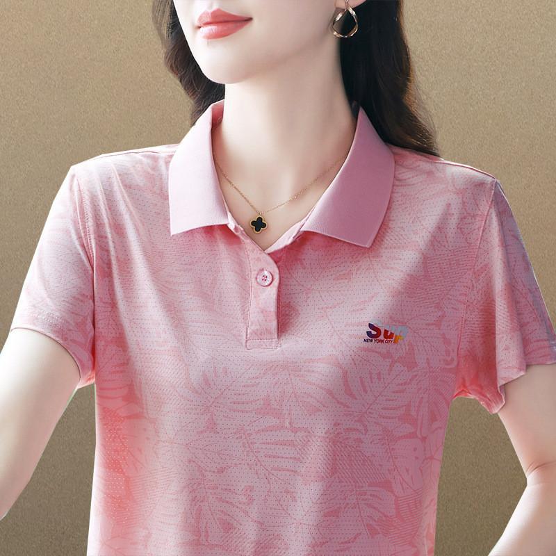 Casual Polo T Shirt With Letter Print For Women Summer Comfort Fit