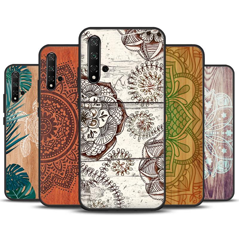 Mandala Wood Floral Case For Huawei Nova Y90 Y91 Y60 Y61 Y70 10 9 SE 11 Pro 5T 11i 8i 3i P20 P40 P30 Lite Cover