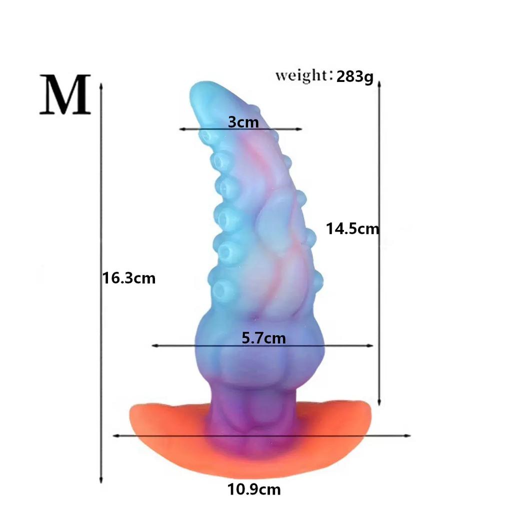 Glow in The Dark Tentacle Silicone Toy,Wearable Liquid Silicone Design,Granular Texture,Strong Suction Cup,Fantasy Collection,Soft Premium Material