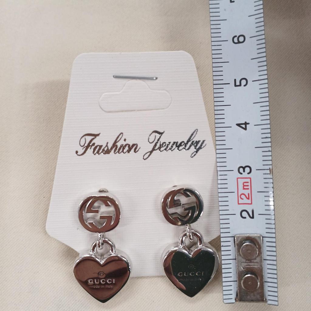 Used GUCCI Heart-shaped GG Logo Earrings