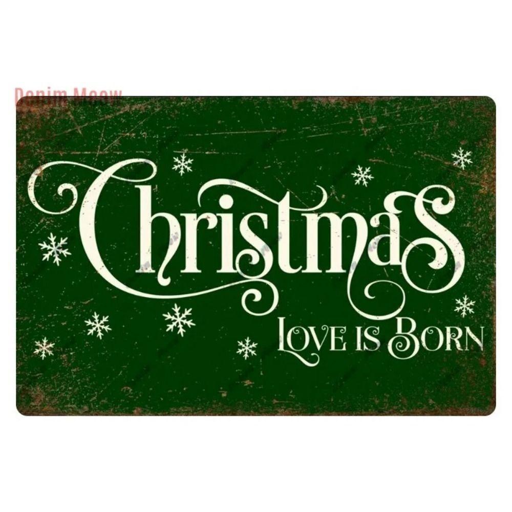 Vintage Christmas Metal Tin Sign Home Festive Wall Decor