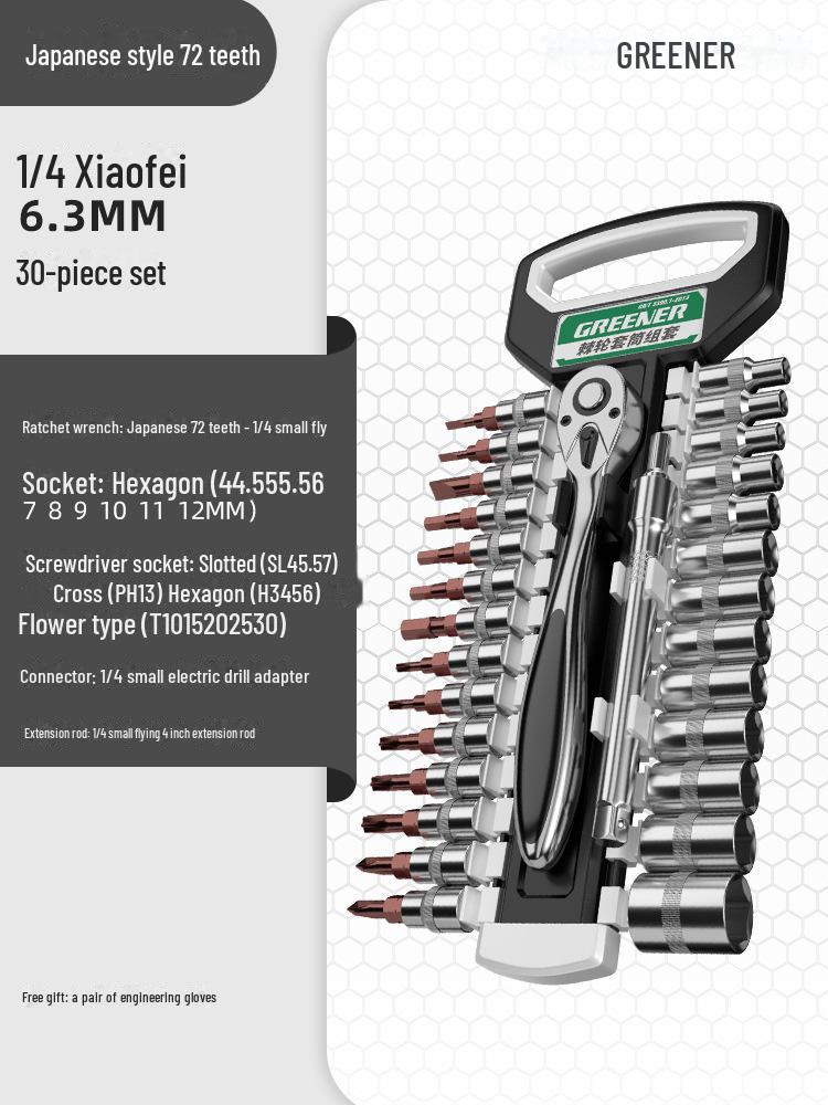 Green Forest Multi-Functional Ratchet Wrench Set - Large, Medium, Small Universal Two-Way Tool for Auto Repair