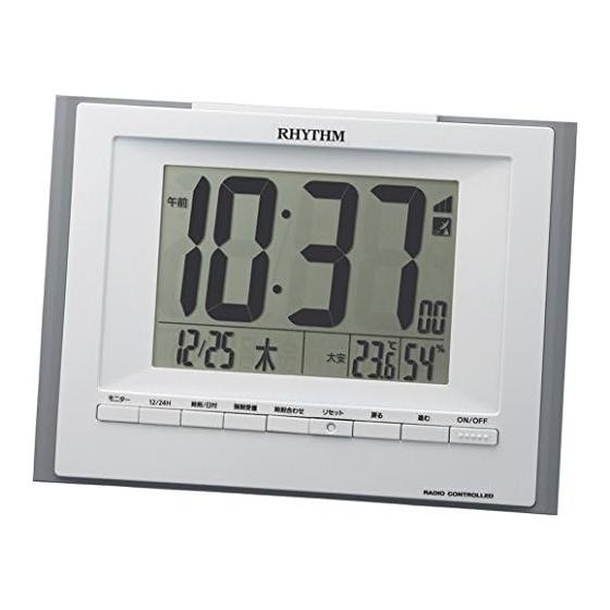 RHYTHM Wall Clock Alarm Clock Radio Digital Digital Hanging Temperature Humidity Calendar Fit Wave D168 Gray 12.5x17.0x2.8cm 8RZ168SR08