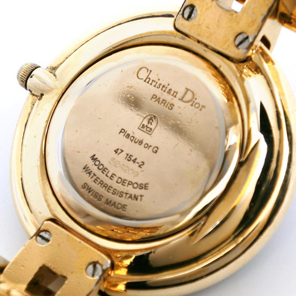 Dior Bagira Uhren 47 154-2 schwarzes Zifferblatt Vergoldet Quarz Analoge Anzeige Herren Gebraucht