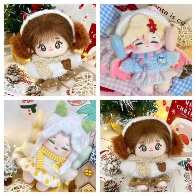 10CM Doll Clothes Doll Earmuff Scarf Dolls Accessories Plush Scarf Sweater Dress Replacement Outfit Multicolor Mini Dress Set