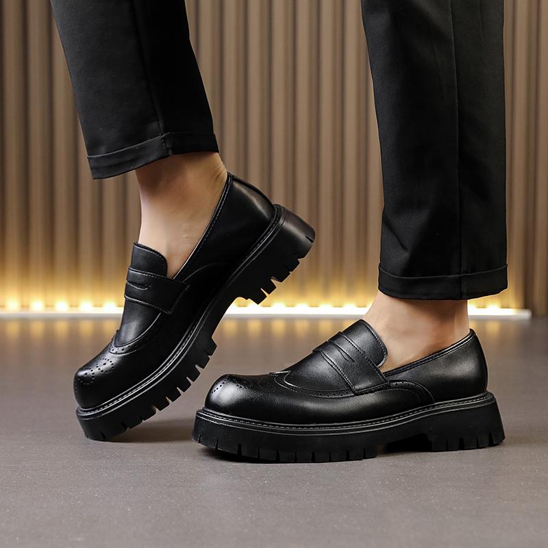 Classic Men Loafers Black and Brown Men One-foot Comfortable Thick-soled Anti-slip High-end Leather Shoes Size 38-46 Men Shoes