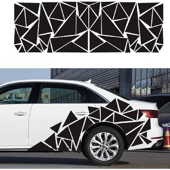 Unique Triangles Vinyl Car Side Stickers Long Stripe Big Car Decals Door Sticker Vinyl Sports Racing Decals Decorative Car Body Decoration