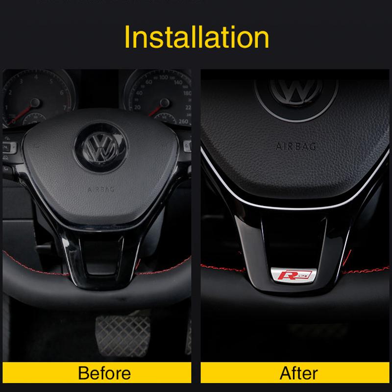 Car Steering Wheel Decorative Cover R Line Emblem Sticker For VW Scirocco Polo T5 Passat b6 Golf mk5 Tiguan Jetta CC