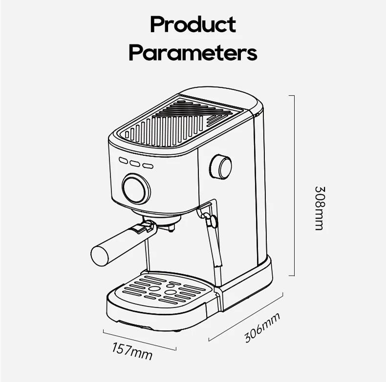 New HiBREW Espresso Coffee Machine Cafetera Semi Automatic Coffee Maker 20Bar Visual Temperatura H5A