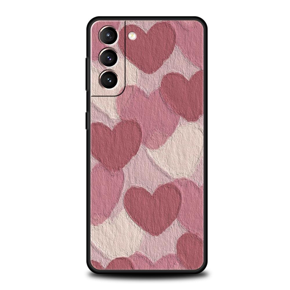 Love Flower Art Phone Case For Samsung Galaxy S24 S23 Ultra S22 S21 S20 FE 5G S10 S10E S9 Plus S8 Soft Silicone Black Cover