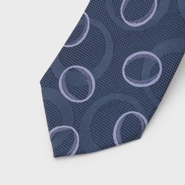 [TAKEO KIKUCHI] Auspicious Necktie PNJ Tomoe Pattern Geometric Necktie Navy (594) 00