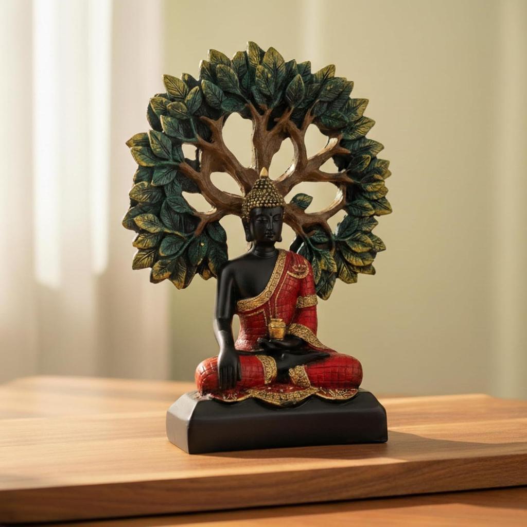 Lord Buddha Idol for Home Decor Living Room | Gautam Buddha Statue Under the Bodhi-Tree | Showpiece Gift for Housewarming Birthday