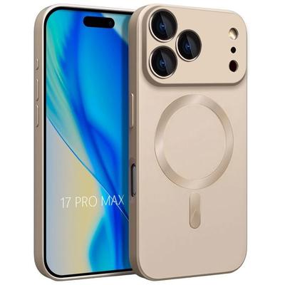 Protective Case - E.F.Connection - for iPhone 17 Pro Max - Shockproof Silicone Golden Magnetic Ring