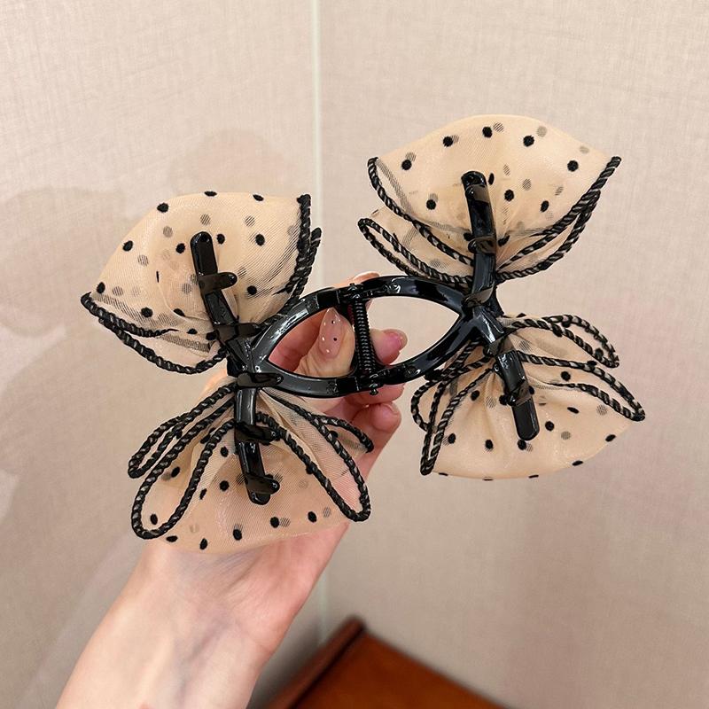 Elegant Mesh Bow Hair Clips Women Ponytail Claw Clip Sparkling Rhinestone Clips Hairpin Girls Headdress Hair Accessories Gifts