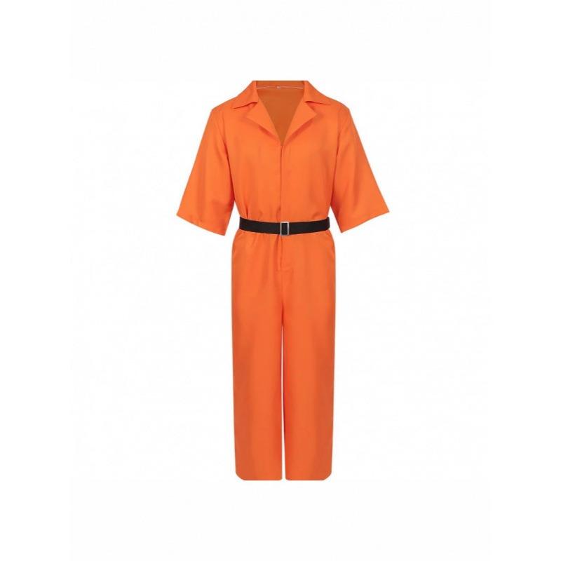 Halloween Luigi Costume Prison Uniform Cosplay onesie Orange Prison Uniform