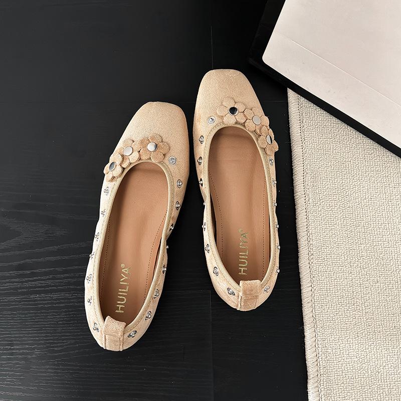 Fashion 2025 Summer New Retro Button Flower Loafers Women's Shoes Small Leather Shoes Women Casual Vulcanized Flats