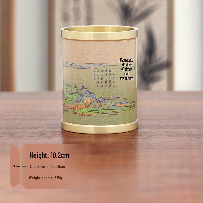 Premium Large Capacity Brass Desktop Pen Holder Organizer