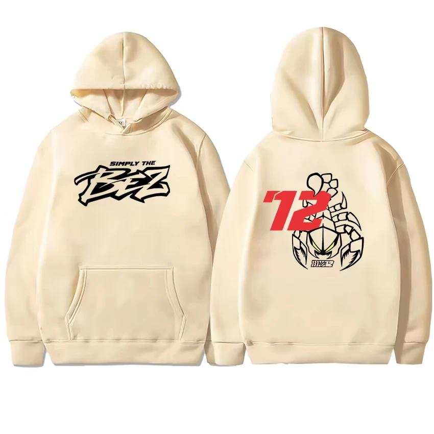 Marco Bezzecchi 2025 Motorradrennen 72 Fahrer Fan Beidseitig bedruckte Fleece-Hoodies für Herren und Damen Herbst Winter Sweatshirt Unisex