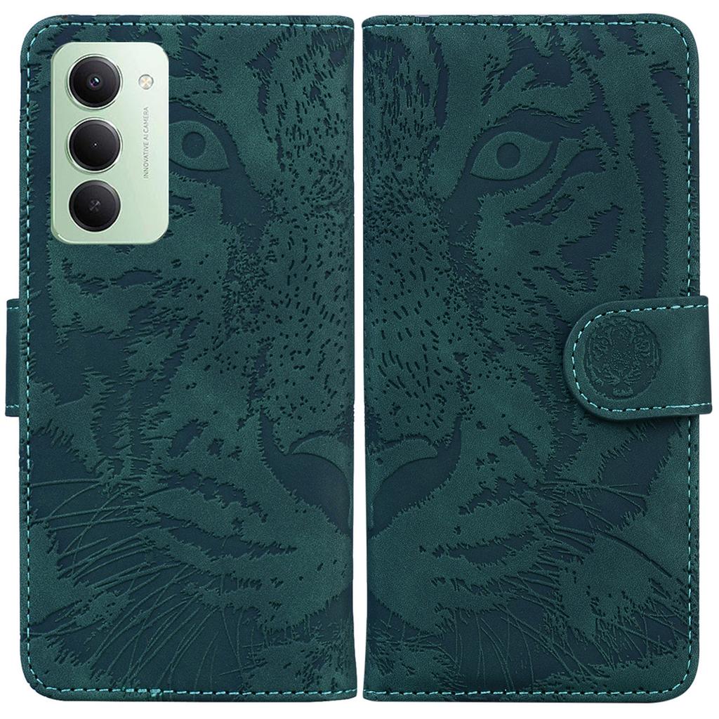 Pro Xiaomi Redmi 15 4G (EU) (171 mm) Pouzdro Tiger Imprint Kožená Peněženka Kryt na Telefon
