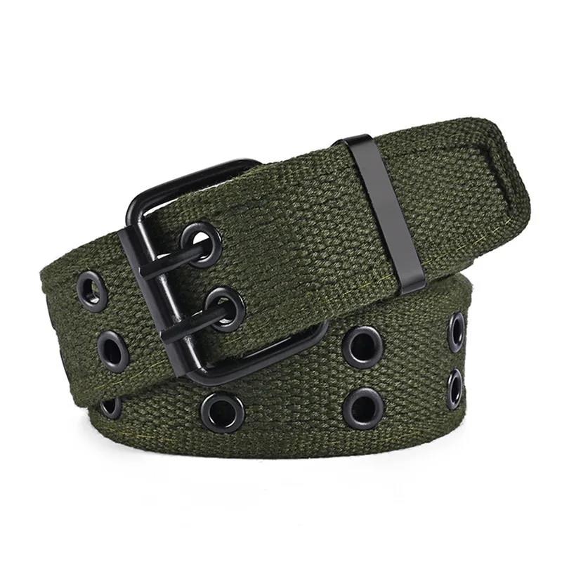 Hot sale  Men's Double Row Needle Buckle Woven Belt Women's Leisure Sports Outdoor Work