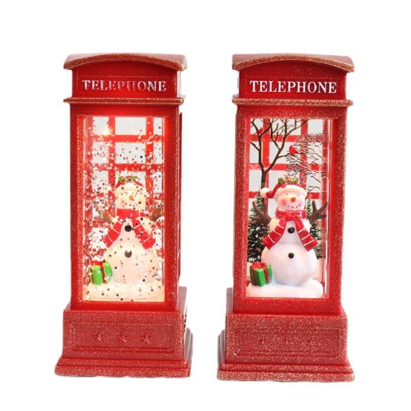 Vánoční Vintage noční osvětlení Sněhulák Santa rozsvítit Třpytky telefonní budky Ornament Vánoční dárky