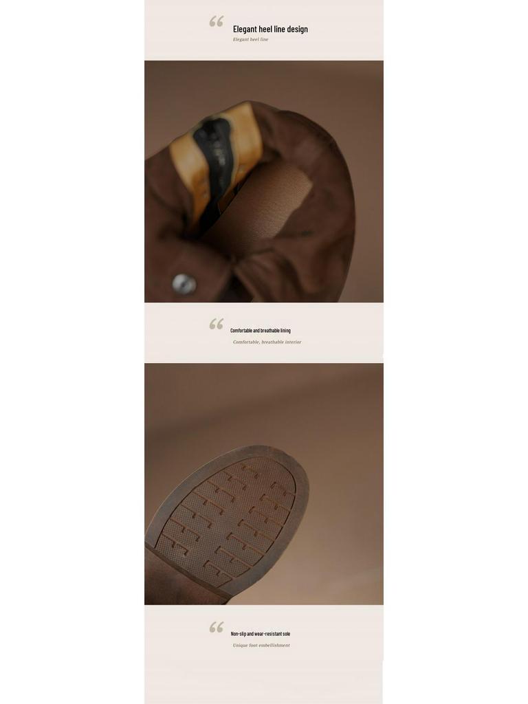 Brand Heavy British Retro Genuine Leather Lace-Up Martin Boots, Chunky Mid-Heel Ankle Design for Women