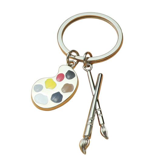 

Palette & Paintbrush Keychain Pendant Keychain Portable Keychain Creative Art Theme Charm for Bag Backpack Students серебряный