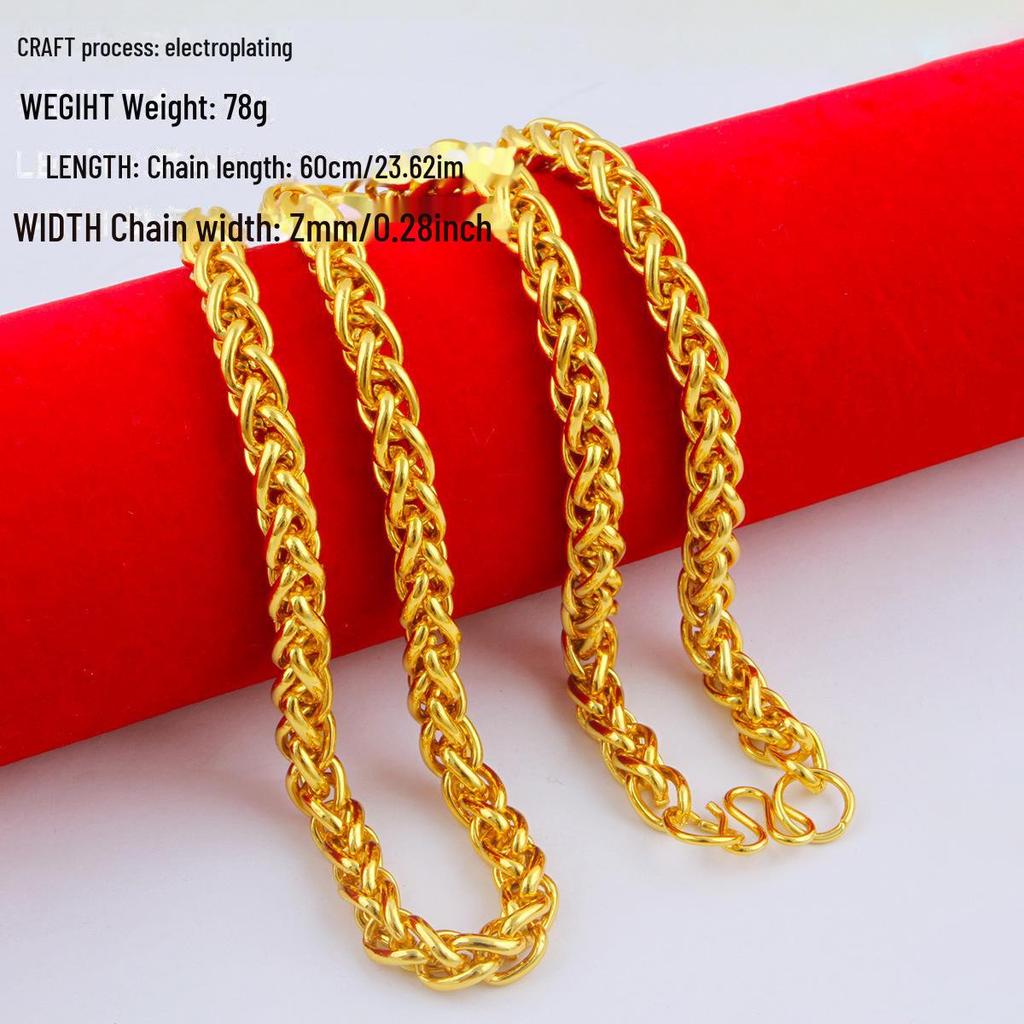 Men's Alloy Gold-Tone Necklace – Bold, Durable, Street Style Accessory