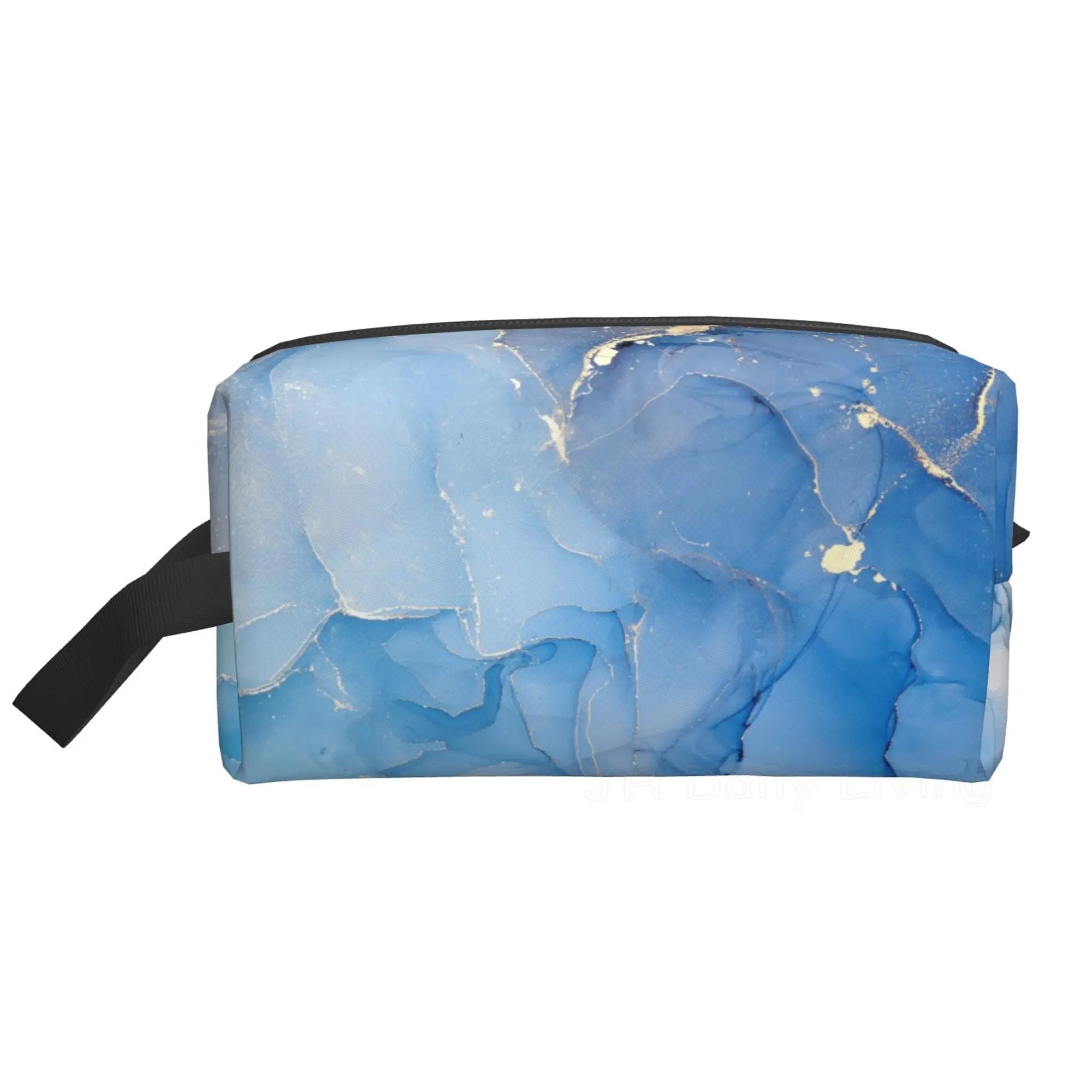 

Сумки для хранения туалетных принадлежностей из сине-фиолетового и золотого мрамора, вместительная дорожная сумка, идеально подходит для хранения в дороге и повседневного использования 25.5x16x12.5CM красный