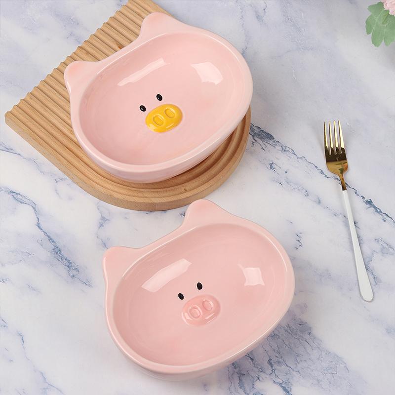 Ciotola Creativa in Ceramica Dipinta a Mano Rosa Maialino Carino 8 Pollici Forma Animale Novità Piatto da Portata per Cereali Zuppa Riso per Cucina Regalo