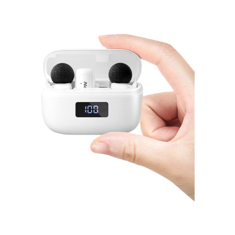 

Newmine Wireless Lavalier Microphone, Mini Microphone, Outdoor Recording Equipment, Professional Noise Reduction Microphone, White, Type-C білий