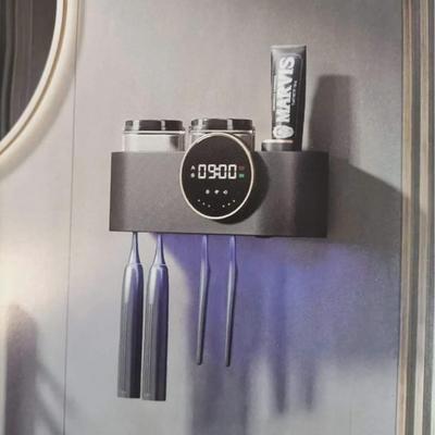 Dual Cup UV Toothbrush Sterilizer with Smart Drying & Punch-Free Wall-Mounted Rack