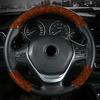 38cm Wooden Pattern Steering Wheel Cover Universal Braiding Leather Car Wheel Cover Sports Style Covers For Steering Wheel