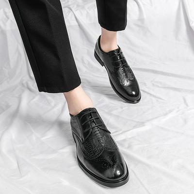Quality Casual Men Leather Oxford Shoes Lace-up Wedding Men Brogue Shoes Male Formal Business Gentleman Office Low Shoes