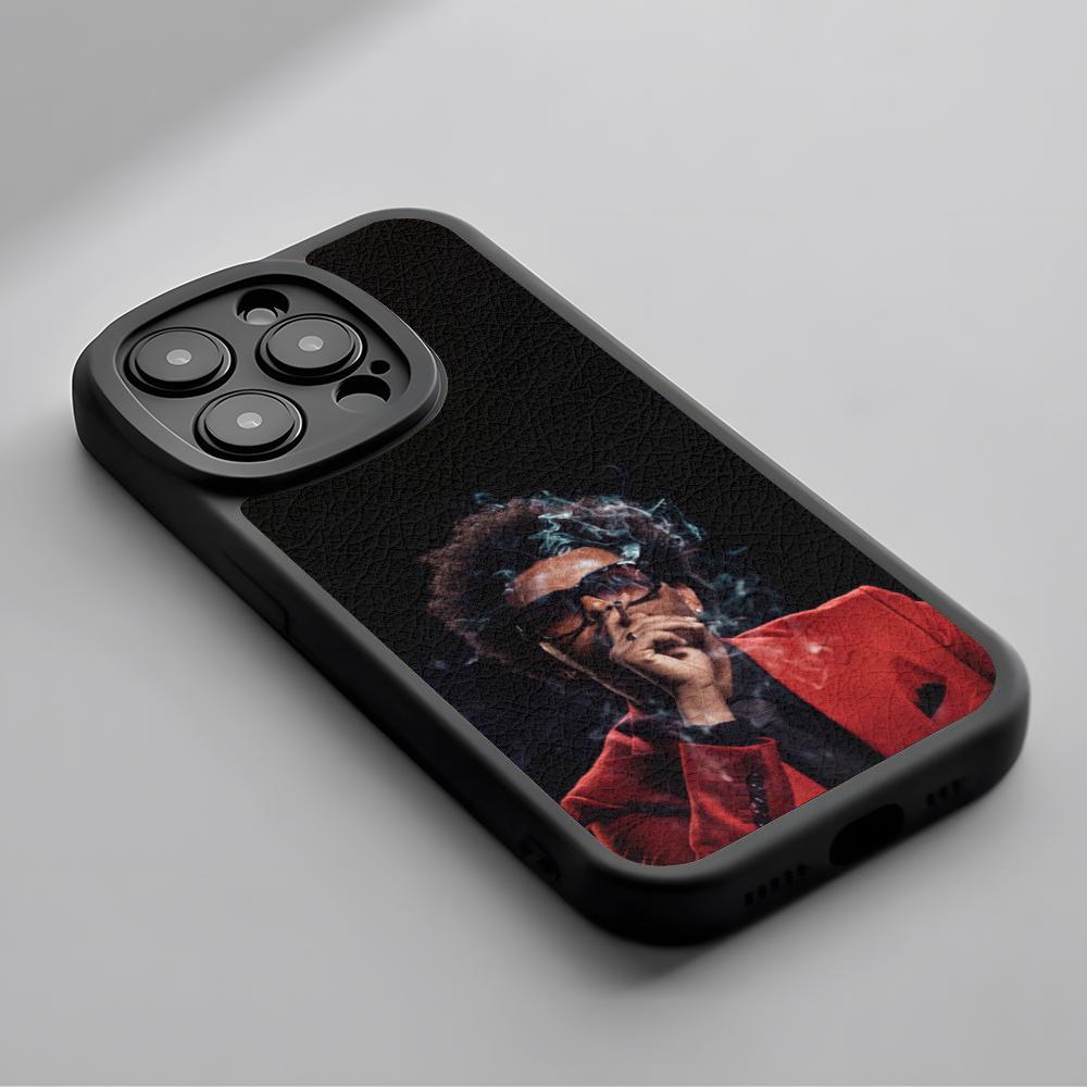 Fashion Cool Weeknd Poster Singer Phone Case For iPhone 16 15 14 13 12 11 Plus Pro Max Lambskin Silicone Cover Black