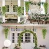 Hanging Artificial Flower with Eucalyptus Leaves UV Resistant Fake Flower Vine Indoor Outdoor Garden Faux Bloom Rattan Decor