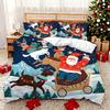 3D Digital Printed Bedding Two Or Three Piece Santa And Elk Polyester Quilt Cover