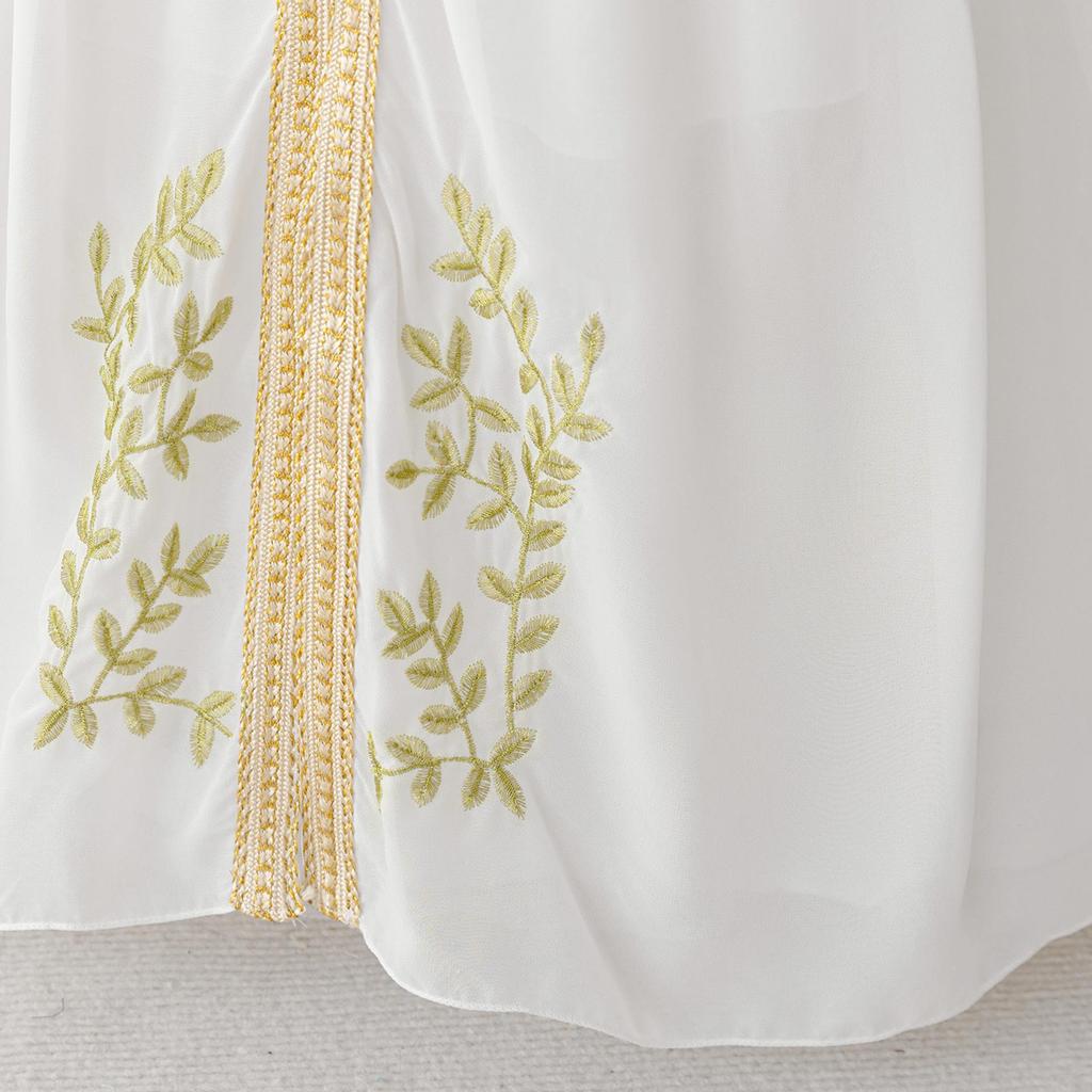 Middle Eastern Inspired Girls' Party Dress with Flower Print and Hot Stamping
