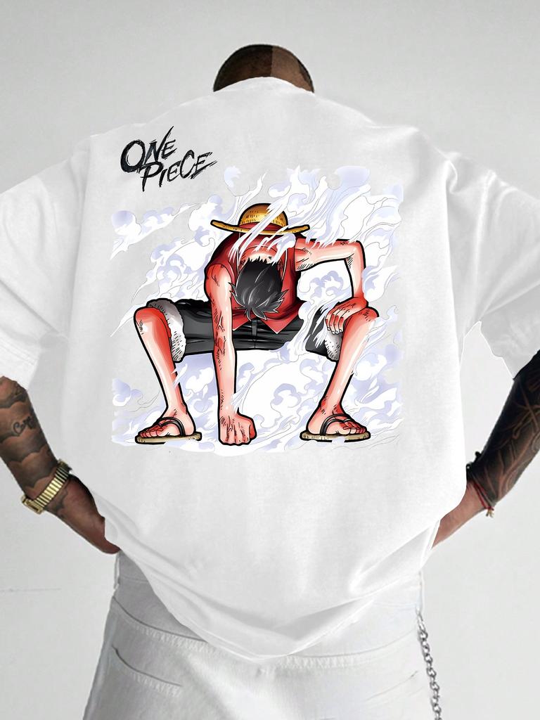 ONE PIECE Luffy Printed Summer T-shirt Men Women Leisure Sports Loose Comfortable Pure Cotton Oversized Short-sleeved Animation