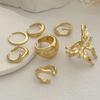 7pcs Fashionable Liquid Lavas Butterfly Rings Set Versatile Elegant Styles Jewelry Decoration for Various Occasions
