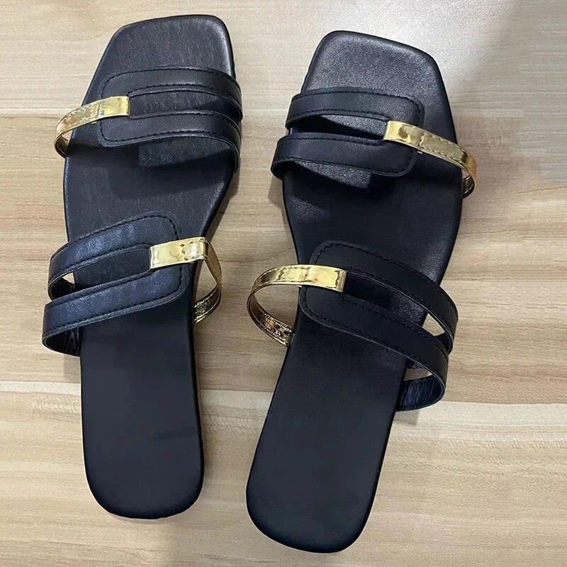 2026 New Women's Shoes Summer Flats Flip Flops Dress Shallow Casual Female Slides Rome Open-toe Women Slippers Slingback Sandals