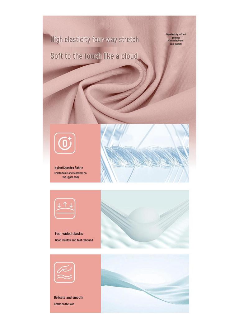 Bare-Feel Five-Piece Yoga Set: Long & Short Sleeve Tops, Chest Pads, Tight Slimming High-Waisted Pants.