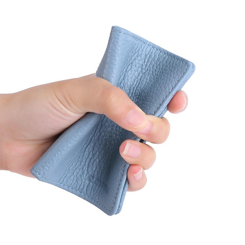 Durable Ultra-thin Men and Vertical ID Cards Cover Bank Card Driver's License Simplicity Business Card Holder Soft Light Blue