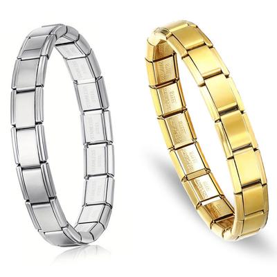 Handmade Unisex Stainless Steel DIY Italian Charm Bracelet