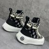 Fashion High-end canvas shoes for men breathable thick so high add mixed color lace-up casual shoes A6
